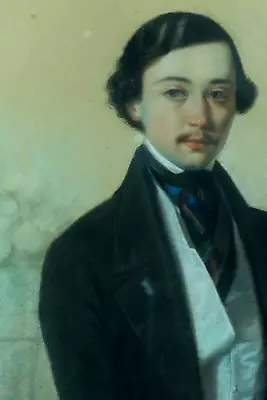 Antique Romantic Men's Dandy Costume Pastel Gabriel Durand Portrait Painting • $744.09