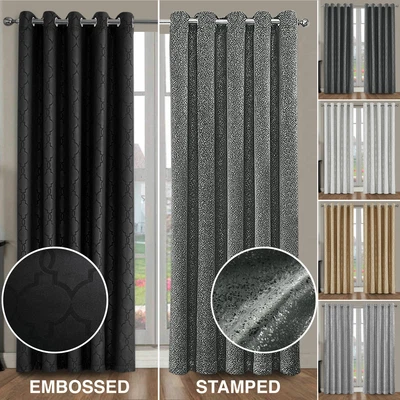 £20.99 • Buy Thick Thermal Blackout Curtains Ring Top Eyelet Ready Made Pair + 2 Tie Backs