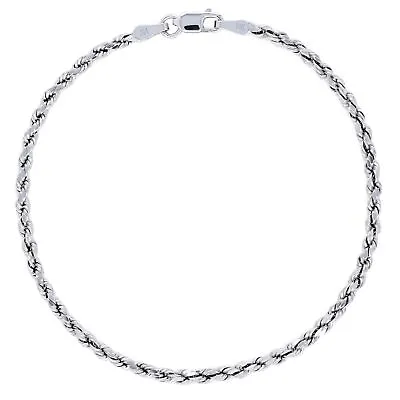 14K White Gold 2.5mm Diamond Cut Rope Bracelet Mens Womens 7  7.5  8  8.5  9  • $150.98