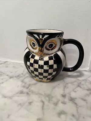 Mackenzie Childs Courtly Check Owl Ceramic Mug Coffee • $38