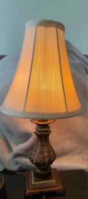 14 Inch Gold And Bronze Mini Lamp With Cream Shade • $20