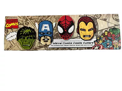 New Williams Sonoma Marvel Cookie Cutters Spiderman Hulk Ironman Cap Set 4 • $18.99