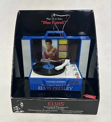 Elvis Presley Blue Hawaii Record Player Animated Christmas Ornament Works • $25