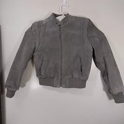 Bermans Vintage Suede Coat Jacket Size 12 Gray Chest 21  Length 22.5  Sleeve 18  • $79.98