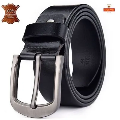 Quality Men's Real Leather Belt 1.5  Wide All Sizes By Milano Up To 48 (Black) • £8.99