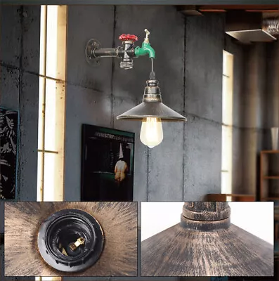 Rustic Industrial Steampunk Water Pipe Wall Light Barn Wall Lamp Sconce Fixture • $27.98