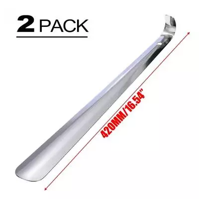 2x Stainless Steel Shoe Horns Easy Handle Shoe Horn Spoon Shoehorn Metal 42cm • $13.99