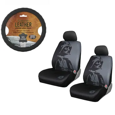 $75.57 • Buy 5pc Star Wars Darth Vader Car Front Seat Covers Steering Wheel Cover - Gift Set