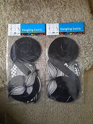 12 Pieces MUSTACHE Stache Party Decoration Hanging Black & White Swirls • $6