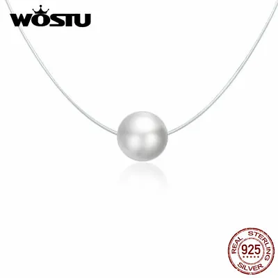 Wostu European Necklace Pearl Pendant S925 Sterling Silver Charm Women Jewelry • $5.88