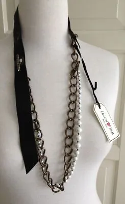 Lanvin & H&M Collaborated Chain Fashion Necklace Pendant Silver Tone Accessory • $69
