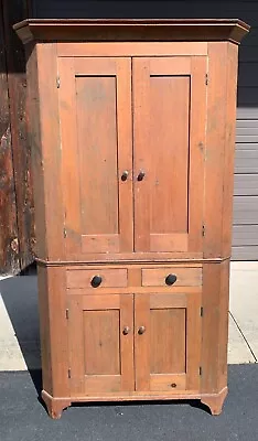 Antique Pine Two-Piece Corner Cupboard • $650