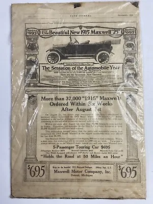 Maxwell Motor Co Farm Journal Automobile Car Advertising Detroit 1914 Graphics • $13.50