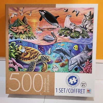 Ocean Gathering 500 Piece MB Jigsaw Puzzle COMPLETE Mark Gregory • $4.50