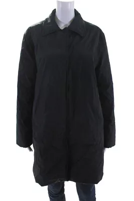Weekend Max Mara Womens Solid Black Collar Button Down Long Sleeve Coat Size 8 • $85.39