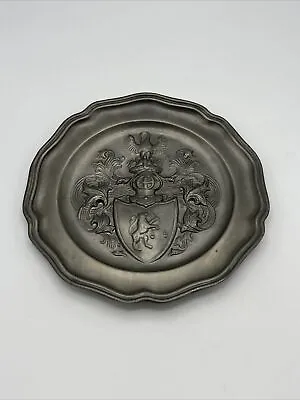 AF Coat Of Arms Crown Shield With Lion Holding Sword & Scale Pewter 9  Plate • $22.95
