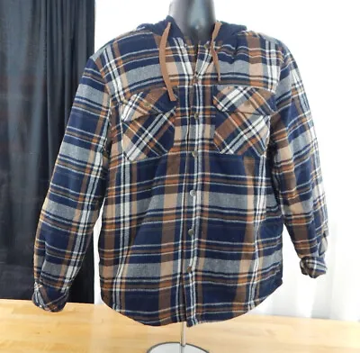 $19.49 • Buy USED Men Legendary Outfitter Quilt Lined Fleece Hood Cotton Flannel Shirt Jacket