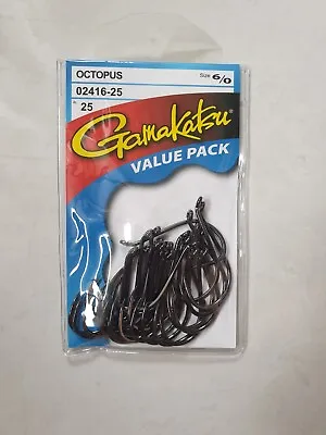 Gamakatsu Octopus Black 25 Pack Size 6/0 Value Pack • $29.99