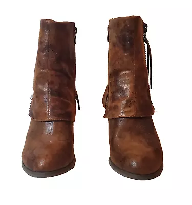 Southern Fried Chics Womens Brown Booties Southern Sass Booties Lace Inset Sz 9 • $54.50