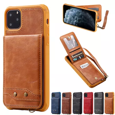 Shockproof Strap Leather Wallet Case Cover For IPhone 11 12 13 Pro Max 6S 7 8 XR • $18.89