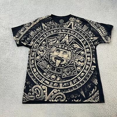 Mayan Shirt Adult Extra Large Black Calendar Native Quetzalcoatl Mexico AOP Mega • $64.95