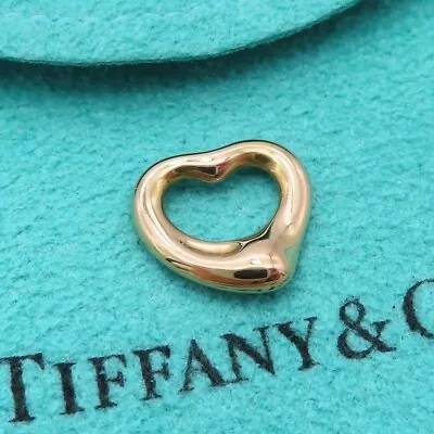 TIFFANY & Co. Elsa Peretti Open Heart Pendant Top K18 Rose Gold 750 RG 0.7cm • $334.90