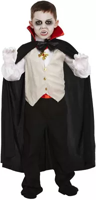 Children Classic Vampire Costume With Cape Scary Fancy Dress Halloween • £25.99