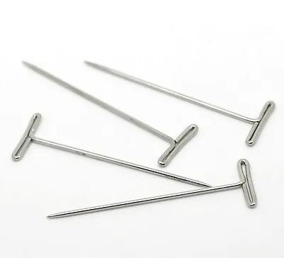 Silver Metal T Pins 50mm Modelling Crafts Sewing Macrame Wigs Diy • £2.99