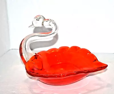 Vintage Orange Glass Swan • $9.99