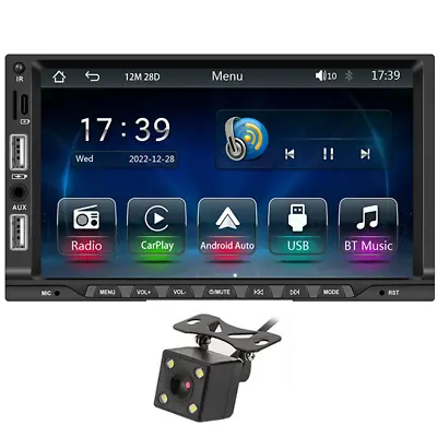 Touch Screen 7in Car Radio Wireless Carplay Android Auto Bluetooth With Camera • $81.80