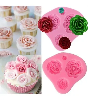 Silicone Flower Fondant Mould Cake Rose Sugar Craft Decorating Baking Icing Mold • £3.25