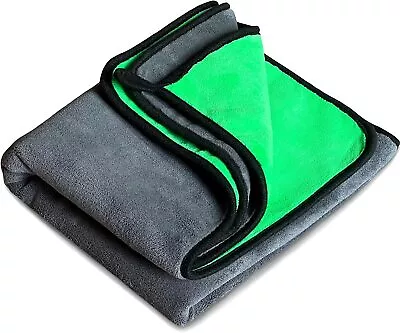 Extra Large Microfiber Car Drying Towel Absorber (40x24'' Green Gray 800 GSM) • $22.95