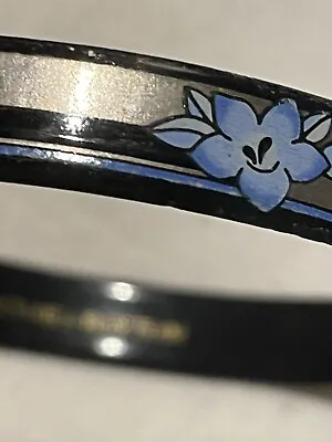 Michaela Frey Team Blue Black Silver Enamel Bangle Bracelet • £14.99