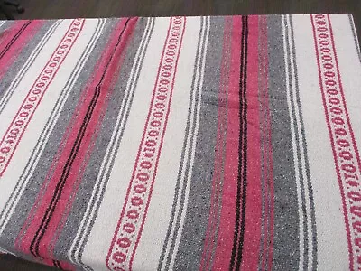 £20 • Buy Mexican Blanket, Throw, Rug, Pink Grey White, Woven Stripe, Snuggle Blanket