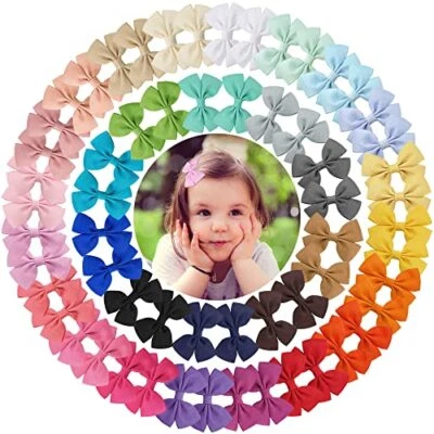 $14.62 • Buy 60PCS Baby Girls Hair Clips 3 Inch Grosgrain Ribbon Hair Bows Toddlers Girls ...