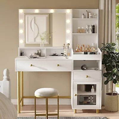 Makeup Vanity Desk With Mirror And Lights In 3 Colors Vanity Table With Drawers • $189.99