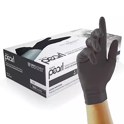 Black Pearl Nitrile Examination Gloves - Multipurpose Powder Free And Latex Fre • £8.36