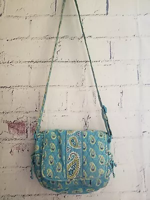 Vera Bradley Bermuda Blue Crossbody Messenger Purse Retired Color Quilted Cotton • $14.98