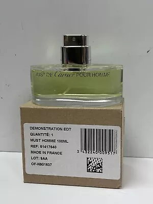 Must De Cartier Pour Homme Eau De Toilette 3.3 Oz/100 Ml New With Box Tester • $175