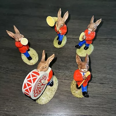 BUNNYKINS Red OOMPAH BAND  DB23 - DB27 5 Pc Drummer Cymbals Trumpet Set Of Five • $120