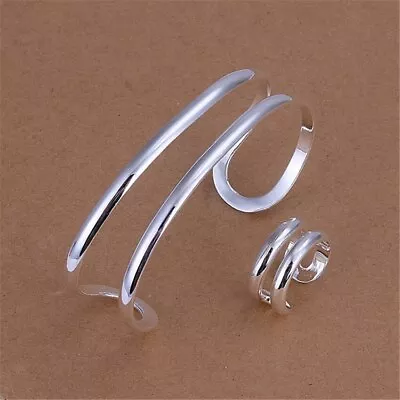 925 Sterling Silver Bangles Rings Jewelry Set For Women Fashion Party Wedding • $3.72