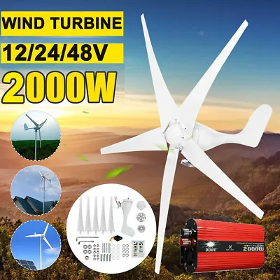 $19.94 • Buy 2000W Wind Turbine Generator Windmill 5 Blades Charge Controller Inverter Kit