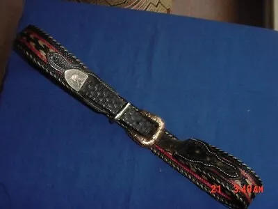 Vintage Silver & Gold Cowboy Ranger Belt Buckle Set On Red  Black Horsehair Belt • $99