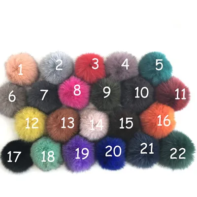 6/ 12pcs 10cm 4  Real Fox Fur Pom Pom Ball DIY Shoes Phone Beanie Hat Hairbond • £13.30