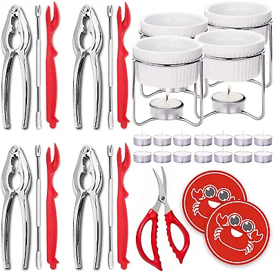 $37.99 • Buy 33 Piece Seafood Cracker Forks Shellers Butter Warmers Tool Set Lobster Crab NEW