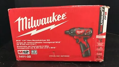 Milwaukee 2401-22  12V  M12  1/4  Hex Screwdriver KIT (A12) • $109.99