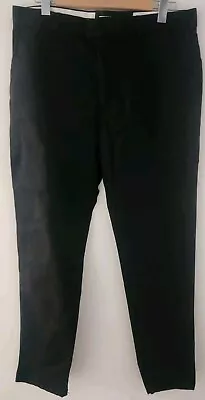 Zara Mens Slim Fit Chino Sz 34 Black Trousers Pants Cotton Stretch • $12