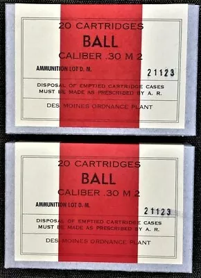 Des Moines Ordnance Plant Cal. .30 M2 Ball Wwii New Replica 20 Round Ammo Boxes • $8.50