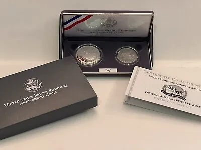 1991 S United States Mount Rushmore Anniversary Two Coin Proof Set With Ogp -coa • $89.99