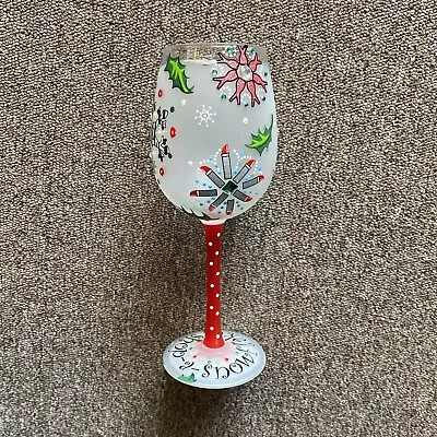 Lolita Wine Glass Hand Painted Rare Shop A Snowflake Christmas Bling • £43.42